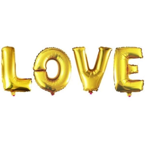 Надпись F, LOVE, золото, 16"/41см