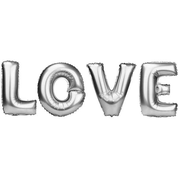 Надпись F, LOVE, серебро, 16"/41см
